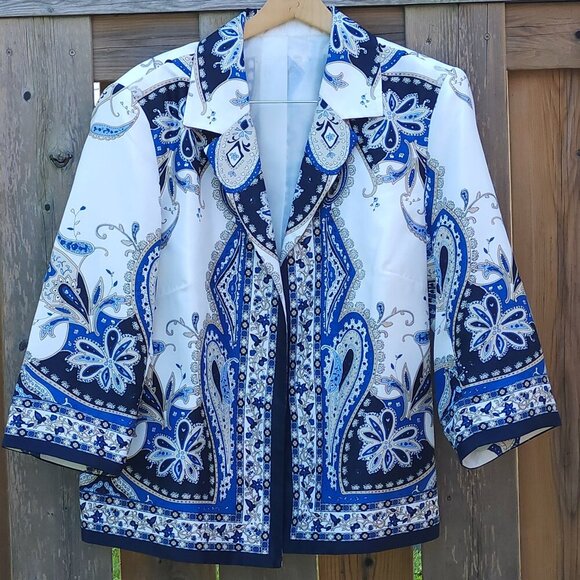 ATTRACTIVE Bandana Print Blazer Handkerchief Blazer Coat Women's Size Large - Picture 1 of 5
